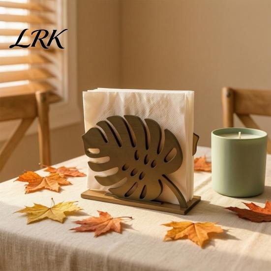 Nordic Style Tissue Holder Wood Napkin Holder, Leaf Shape Solid Dispenser, Decorative Organizer for Table Paper Towel Dining Room And Coffee