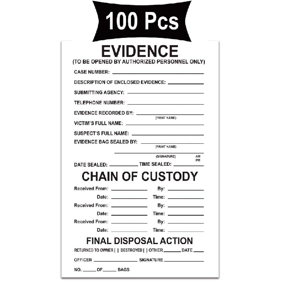 Remarkable Adhesive Evidence Label - Stick on Evidence Stickers 4 X 6 Inches 100 Labels Per Pack (White Evidence)