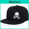 Hip Unisex Skull Topi Hop – Trendy Flat Brim Snapback Cap For Street Style Lelaki Wanita