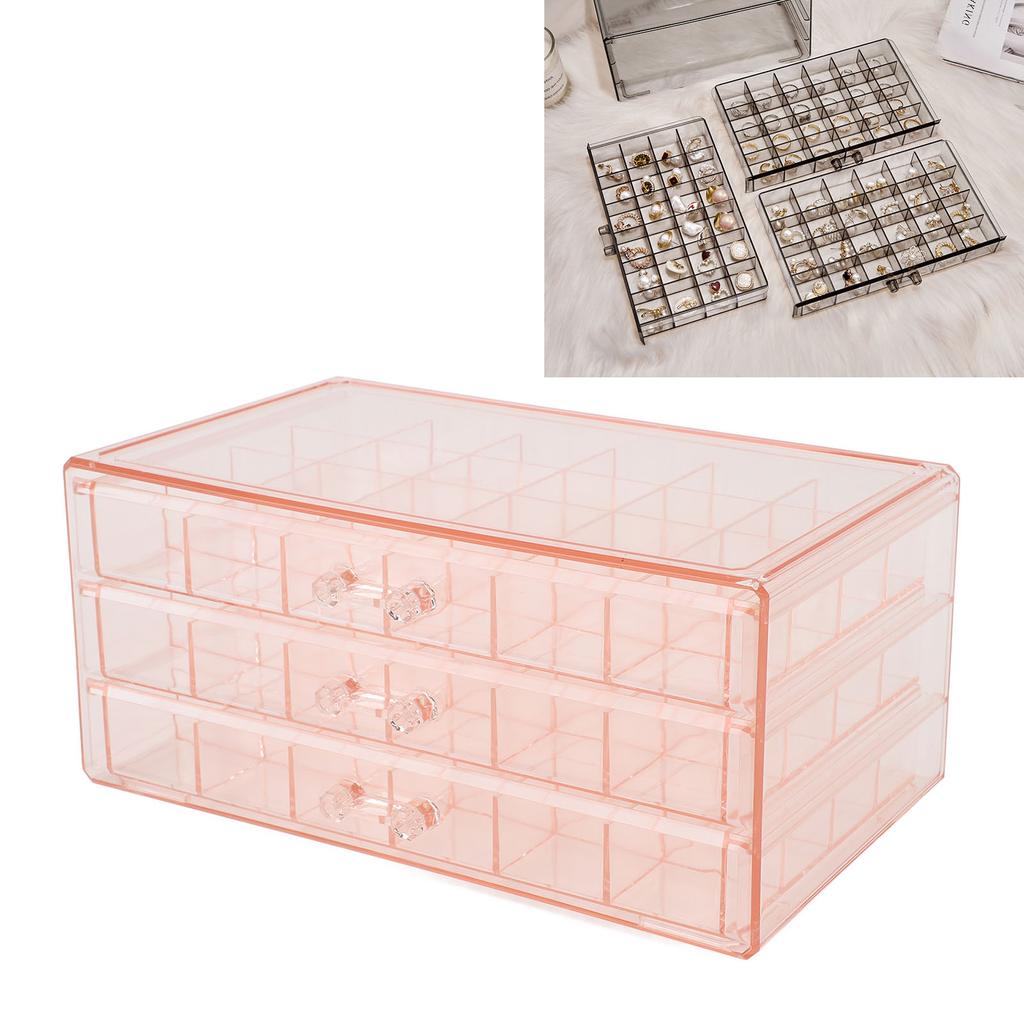 Jewelry Box 3 Layer 72 Cells Antioxidant Acrylic Clear Jewelry   for Earring Necklace