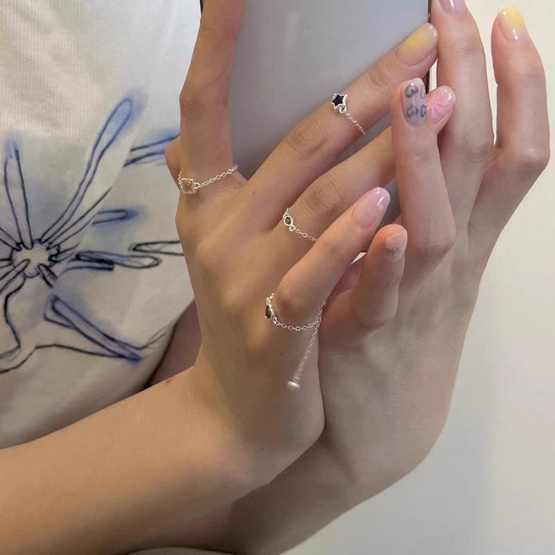 VENTFILLE CopperChain Colour Zircon Ring for Women Girl Gift Design Versatile Ins Jewelry Dropshipping