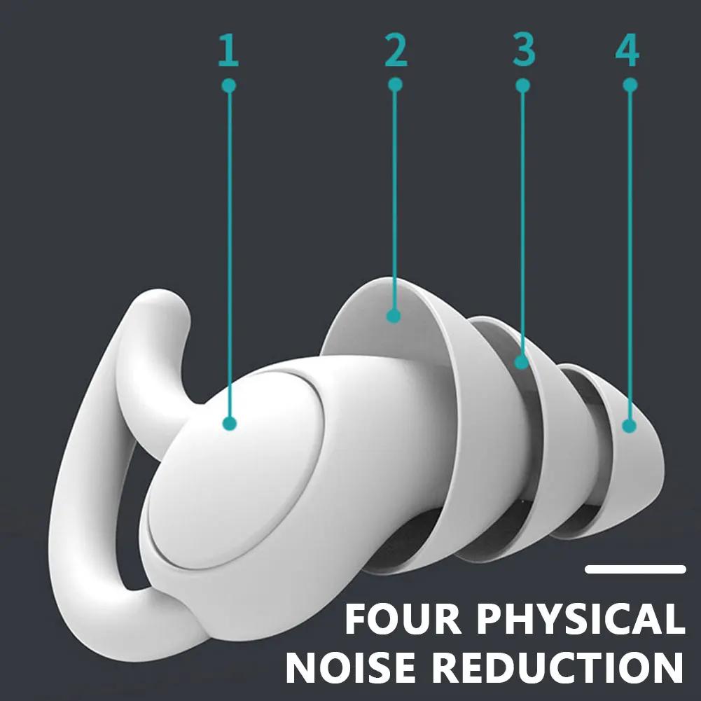 1Pair 3 Layer Soft Silicone Ear Plugs Tapered Sleep Noise Reduction Earplugs Sound Insulation Ear Protector
