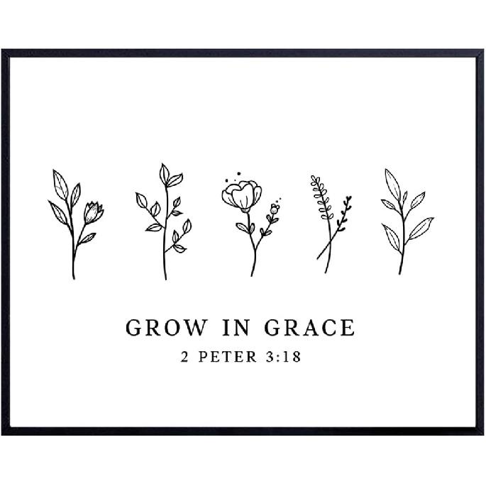 Bible Verse Farmhouse Wall Art - Botanical Wall Decor Christian Gifts for Women - Religious Bible Verses Scripture Wall Decor - Psalm, Prayer,