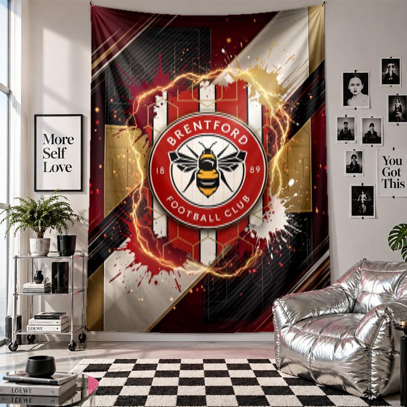 Brentford Fußball Wandteppich Heimdekoration Wandbehang Tuch für Schlafzimmer Wohnzimmer Hintergrund
