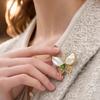 Vintage Style Butterfly Brooch Pin Elegant Design with Rhinestones and Pearl Inlay for Women Accessories Fashion Jewelry