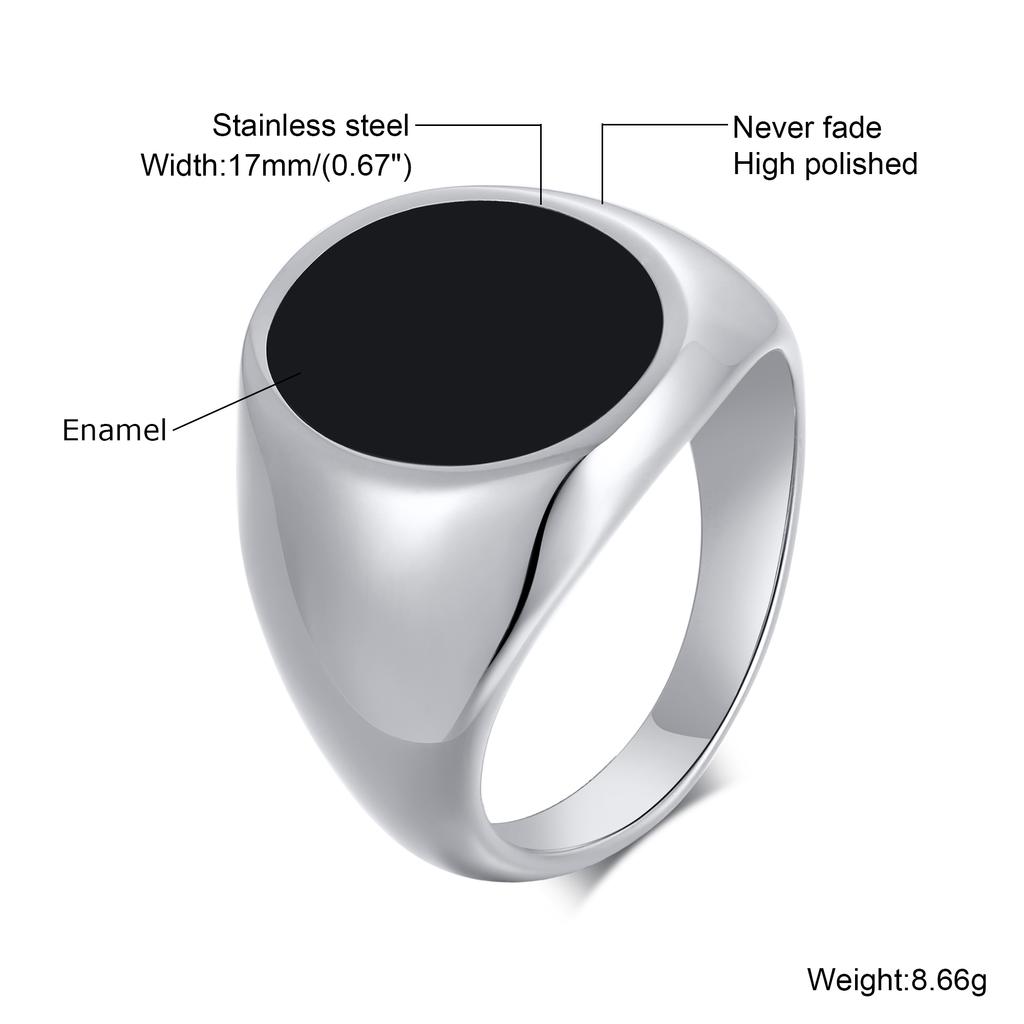 High Quality Round Natural Stone Chunky Ring, Fashion Blue Stone Stainless Steel Signet Ring for Men, Waterproof Classic Jewelry