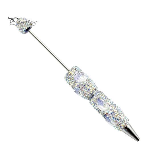 Fun Glowing Writing Tool DIY Glow-in-the-Dark Diamond Beaded Pen, Rhinestone Ballpoint Pens with Cartoon Charms, Cute Glitter Creative Gift Pen Tools