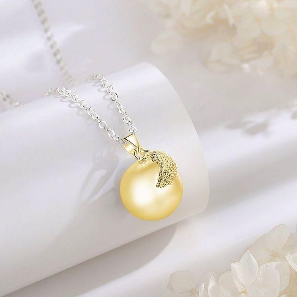 Pregnancy Bola with Double Ball Pendant and Golden Angel Wing