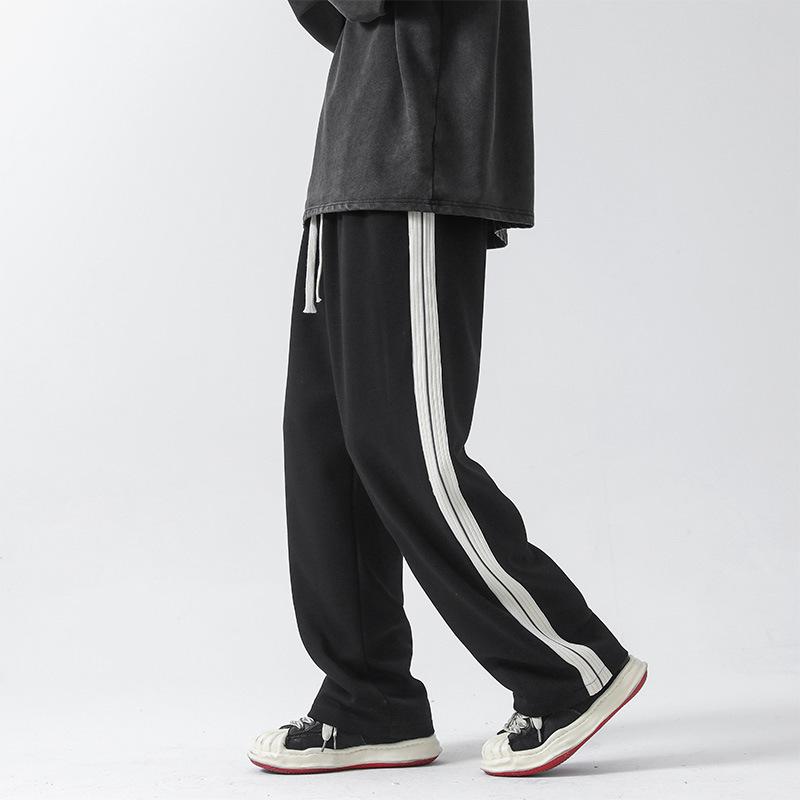 Herren Retro Webbing Straight-Leg Sweatpants - Trendiger Streetstyle, Lockere Passform, Weitbein Freizeithose für Studenten