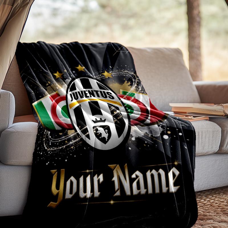 Benutzerdefinierte Decke Juventus FC - Perfekt für Sofa, Bett, Büro und Reisen im Freien - Ideales Geschenk für Weihnachten & Feiertage