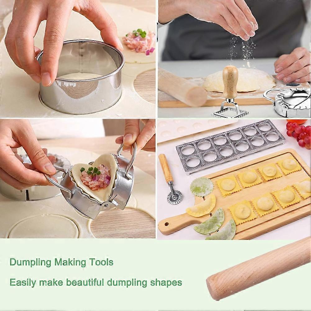 8 Pcs Ravioli Mold Set Include Ravioli Maker Press,Dough Scraper, Dumpling Maker, Ravioli Maker Cutter Set,Pasta Making