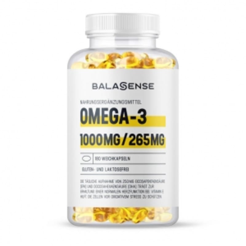 

Balasense Omega 3 1000 mg / 265 mg, Vitamin E 180 Capsules