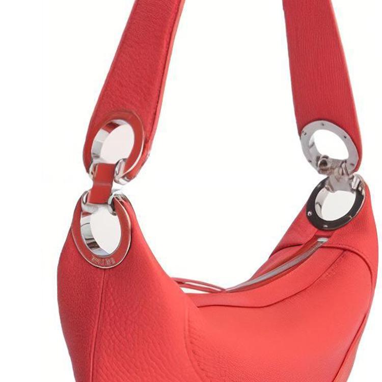 By Far Mini Amira Zipper Closure Fashion Solid Color Pebbled Leather Underarm Bag Women Handbags Coral 22SSMINRSCRAFLTMED-127410