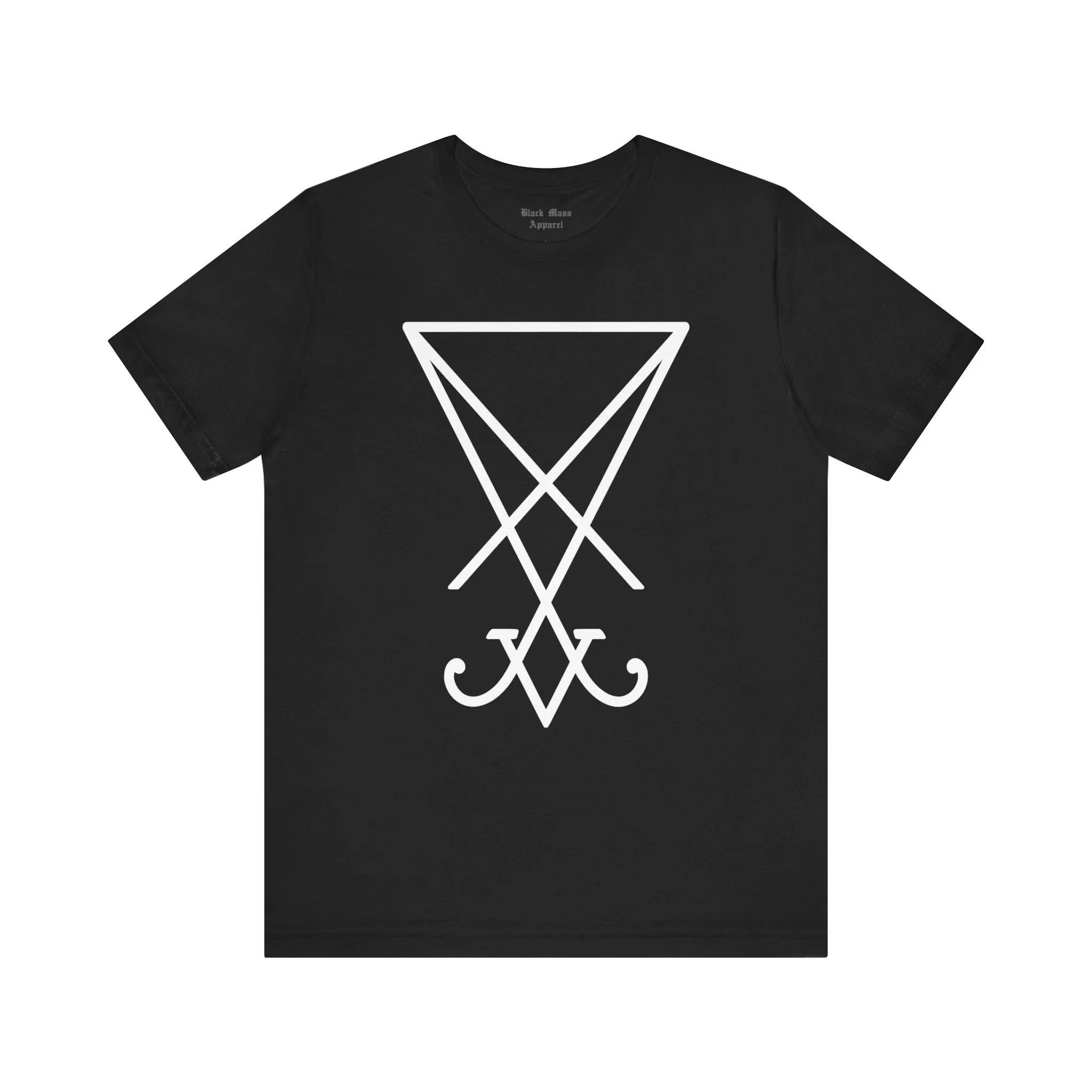 

Lucifer Sigil, Satan T-shirt, Devil Shirt, Demonology Shirt, Black Magic, Vintage Occult, Gothic Fashion Jersey Short Sleeve Tee 4XL