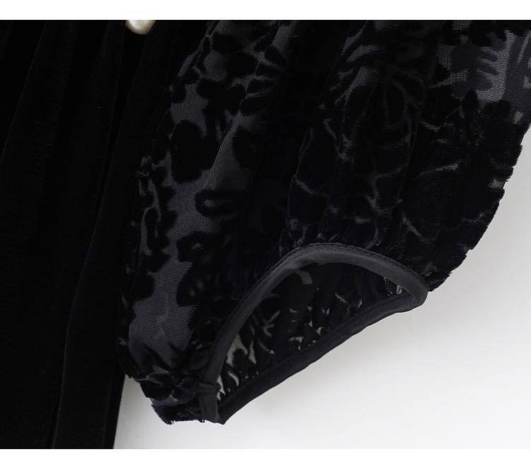 V-neck Velvet Waist Cinched Dress