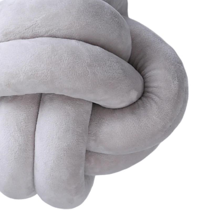 Soft Plush Knot Cushion Sofa Throw Pillow for Living Room Green Round Hand Woven Cushion Throw Pillow Round Knot Pillow