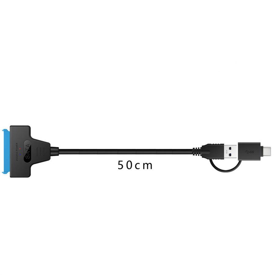 2 in 1 SATA III to USB 3.0 Cable External Hard Drive USB C to Serial ATA 22pin Converter Hard Disk Cable for 2.5" HDD/SSD Cable