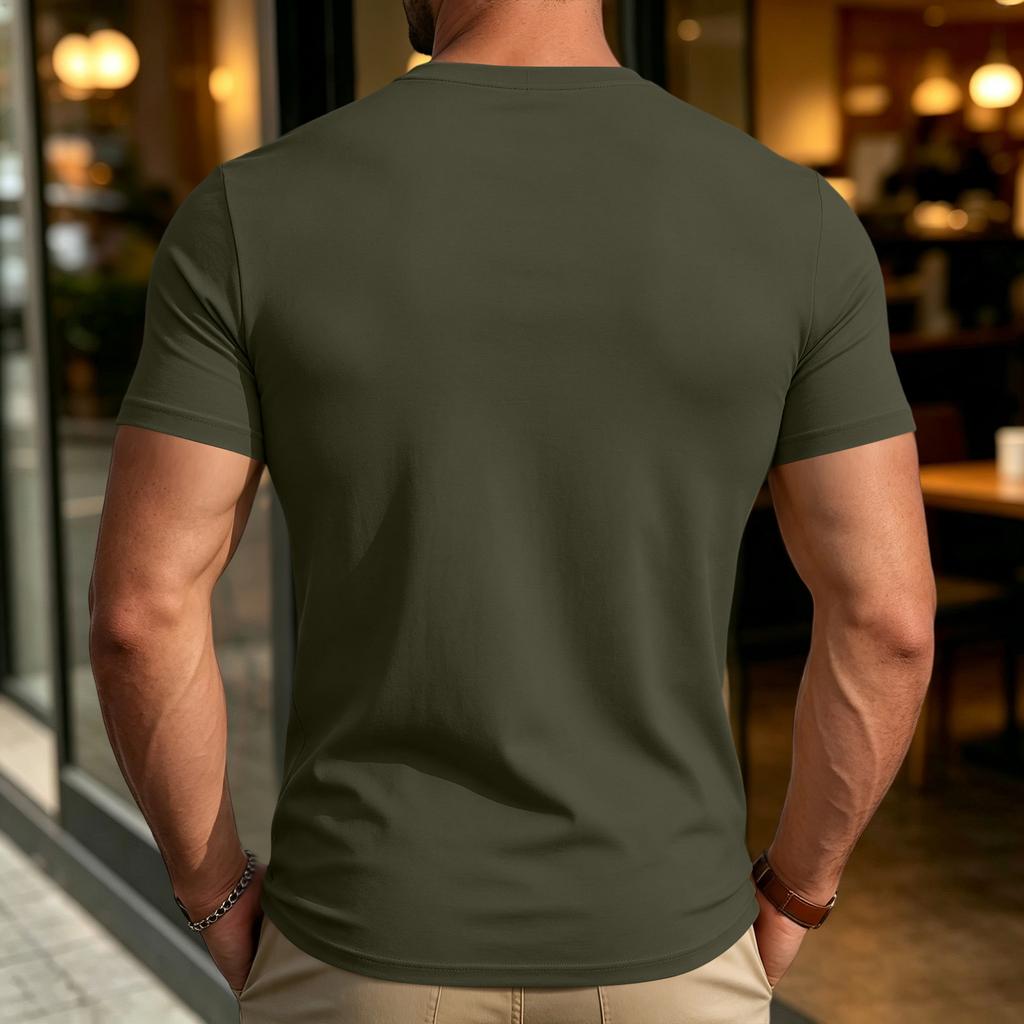 Men's Fashion Cotton Neck Short Sleeve T-Shirt for Everyday Casual Wear