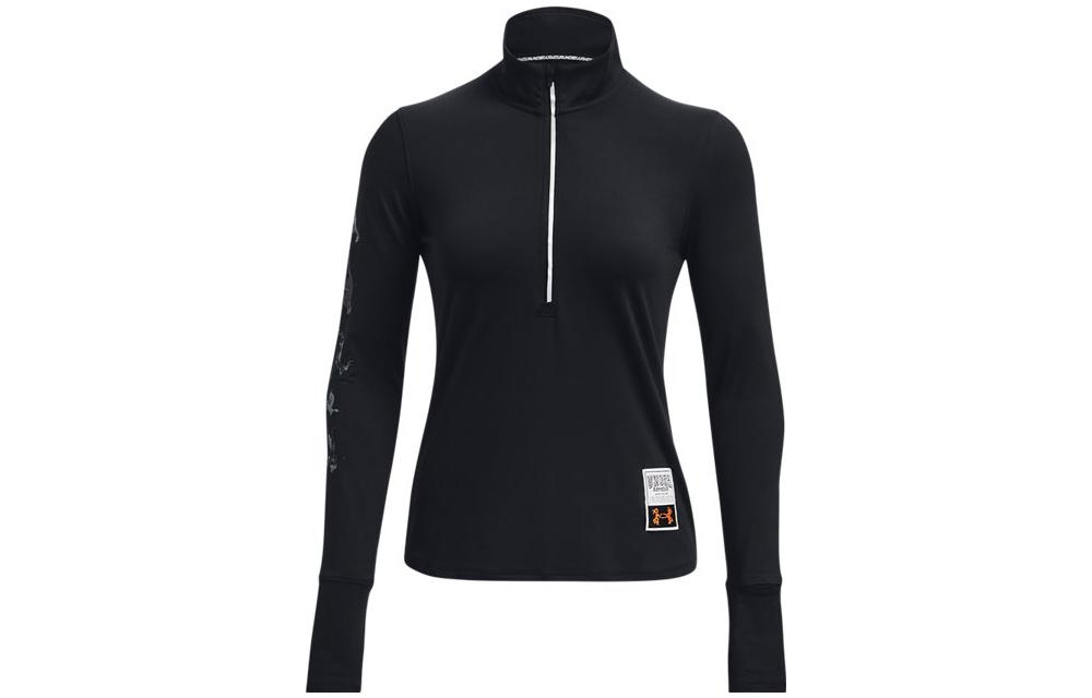 Under Armour RUN LAA T Shirts Women s Black Stand Collar Moderate Straight Fit 1379341-001 S