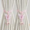 Decorative Flower Curtain Tiebacks, Adjustable Rope Curtain Straps for Sheer Curtains, Rustic Window Decor