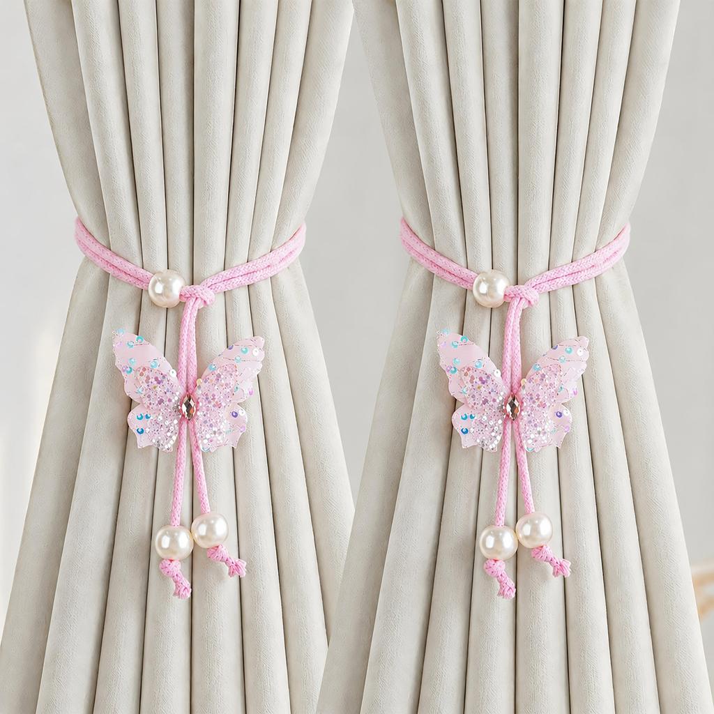 Decorative Flower Curtain Tiebacks, Adjustable Rope Curtain Straps for Sheer Curtains, Rustic Window Decor
