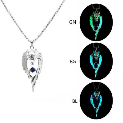 Luminous Wolf Totem Pendant Necklace Animal Long Necklace Hiphop Jewelry