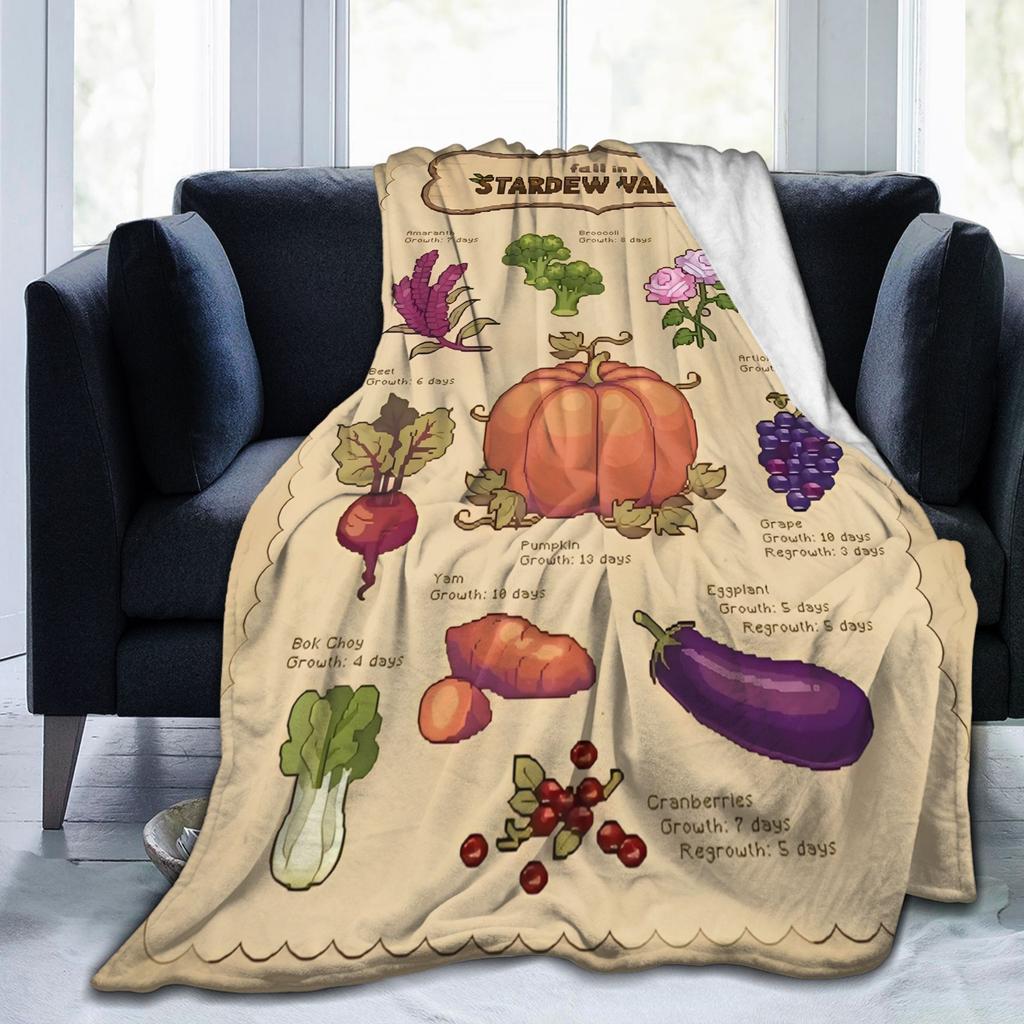 Fall In Stardew Valley Coral Fleece Plush Throw Fashion Blanket Plant Illustration for Couch Knitted Fashion Blanket Super Soft Portable Qui