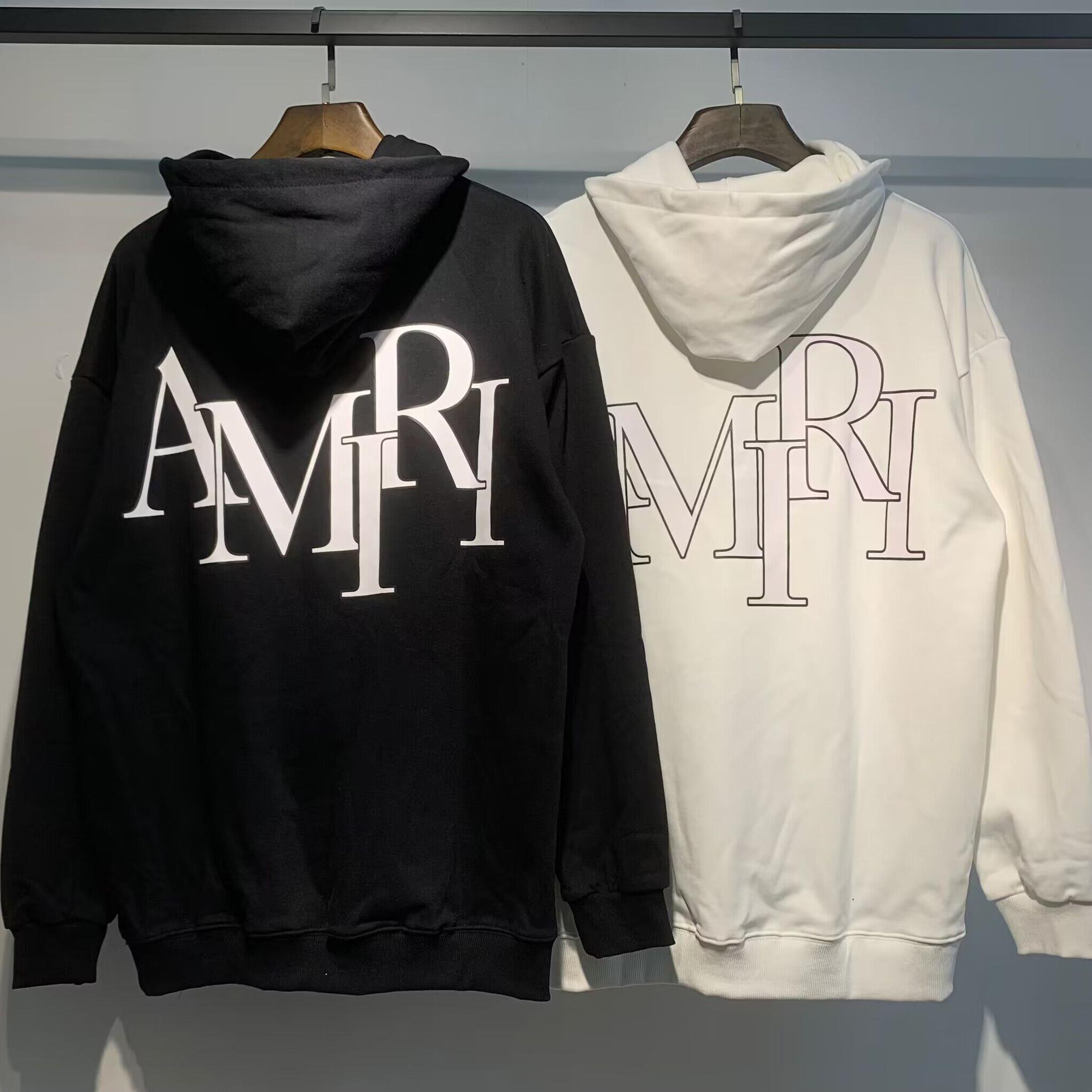 

877 Amiri Letter Print Spring and Autumn Loose Plus Size Thin High-quality Cotton Hooded Couple Hoodie M