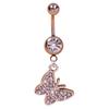 Belly Button Ring Rhinestone Love Heart Butterflies Five-Pointed Star Pendant Sexy Hypoallergenic Stainless Steel