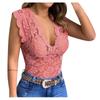 Womens Casual Sexy Slim Solid Lace V-Neck Ladies Sexy  Lace Erotic Lingerie Tank Top
