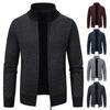 Men's Casual High Collar Long Sleeve Knitted Top with Velvet Warmth for Autumn and Winter Fashion Multi Functional Jacket