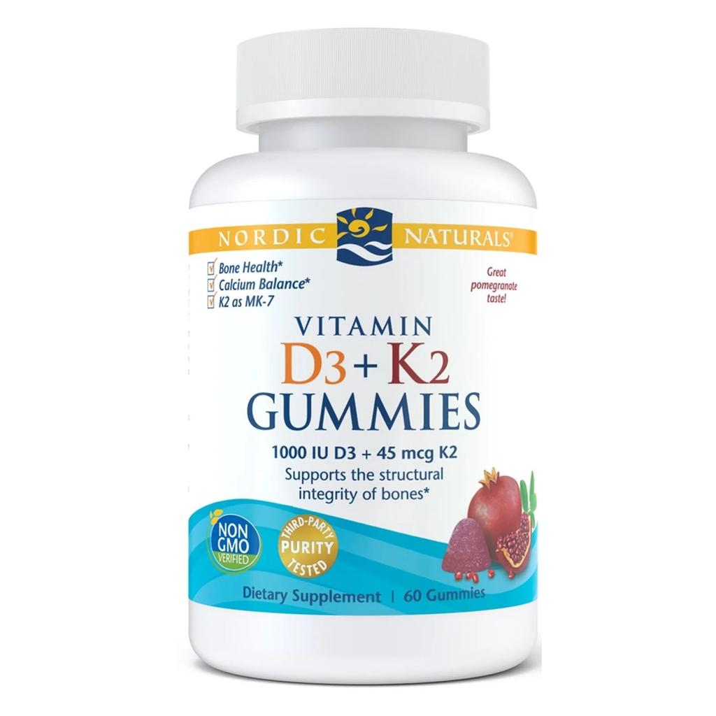 Vitamin D3+K2 Gummies, Pomegranate - 60 gummies