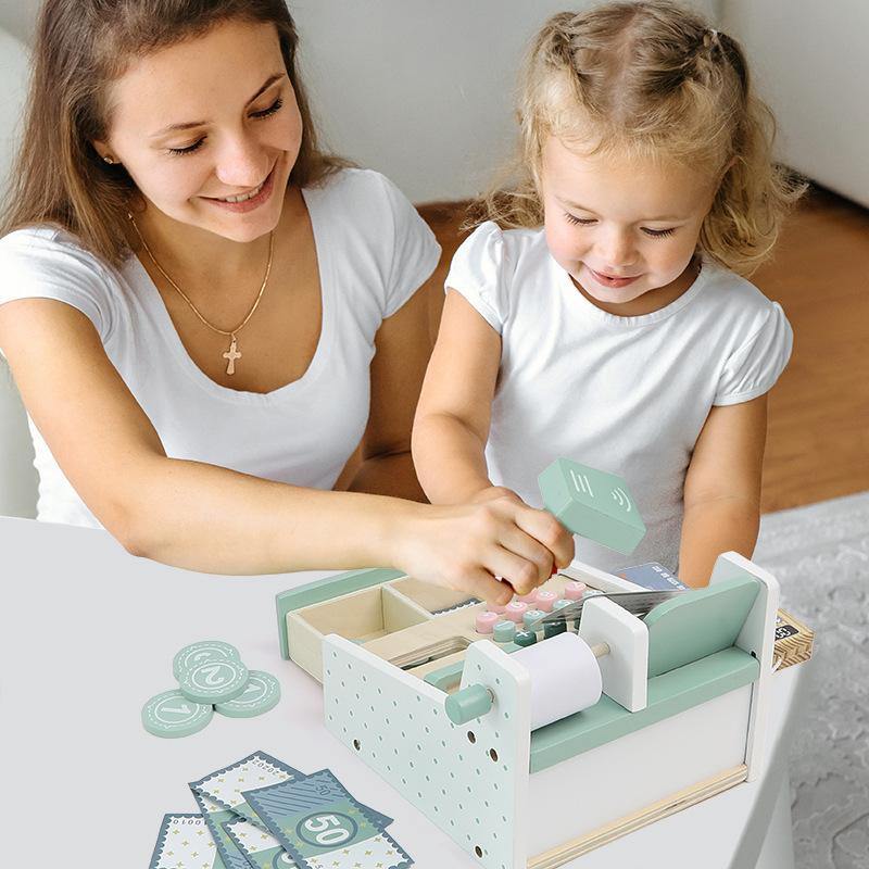 Boys And Girls Play House Cash Register Suit Children's Simulation Educational Toys Birthday Gift Wooden Parent-child Interaction
