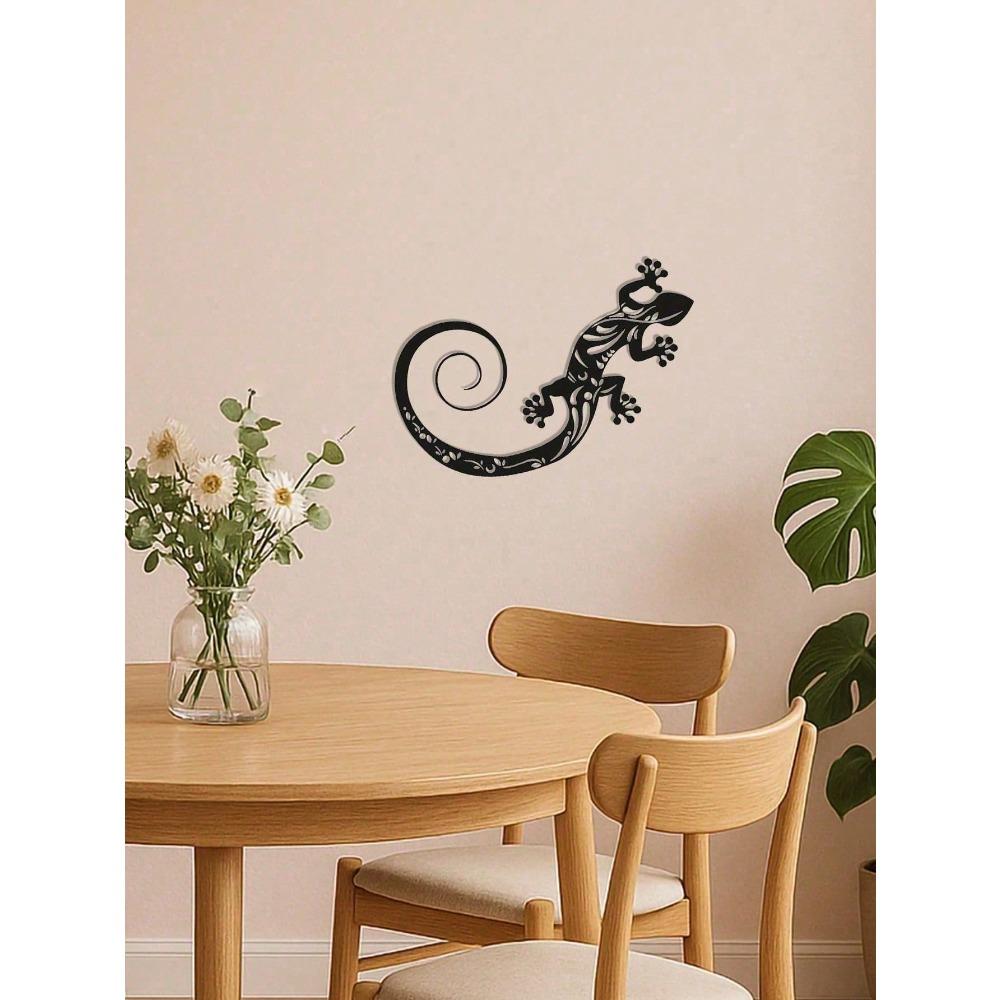 Handgefertigte Metallgecko-Wandkunst Moderne Geometrische Eidechsen-Skulptur für Boho-Wohnzimmer Schlafzimmer Büro Außenbereich Dekoration Einzigartiges Reptilien-Hängegeschenk