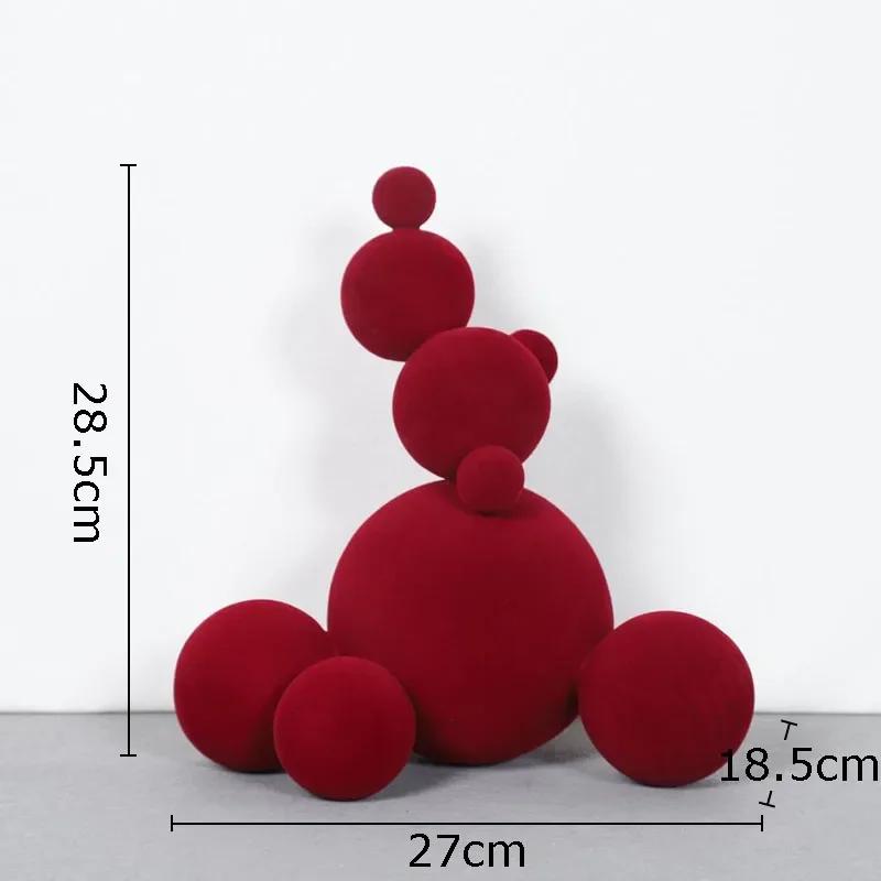 Nordic Modern Flocking Molecular Ball Sculpture Abstract Art Living Room TV Wine Cabinet Office Desktop Home Decoration Gifts
