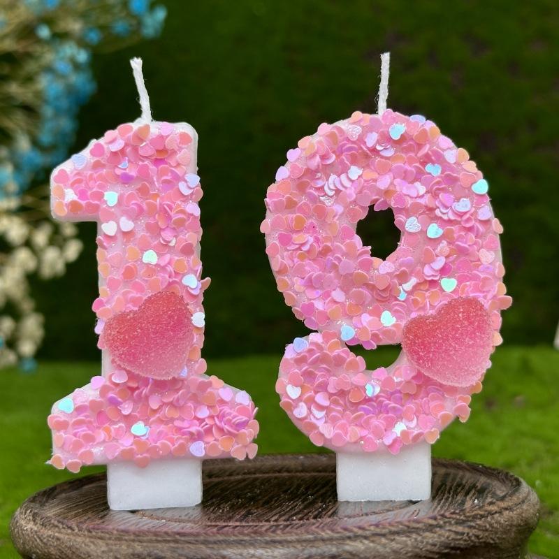 Digitale Geburtstagskerzen Kuchen Dekoration Erster Geburtstag Feier Rosa Liebesherz