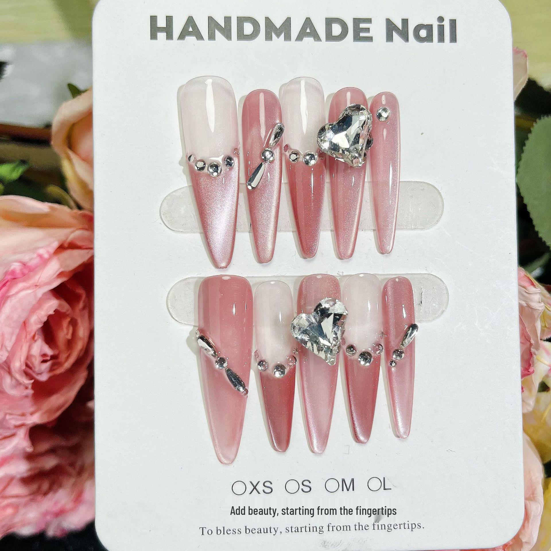 

Звездный Ледяной Полупрозрачный Кошачий Глаз Длинные Накладные Ногти Small