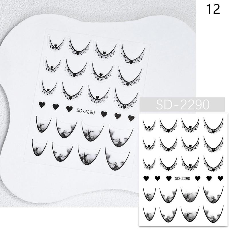 French 3D Simplified Line Nail Art Stickers Irregular Line Press On Nails Decals Manicure Decorations Diy