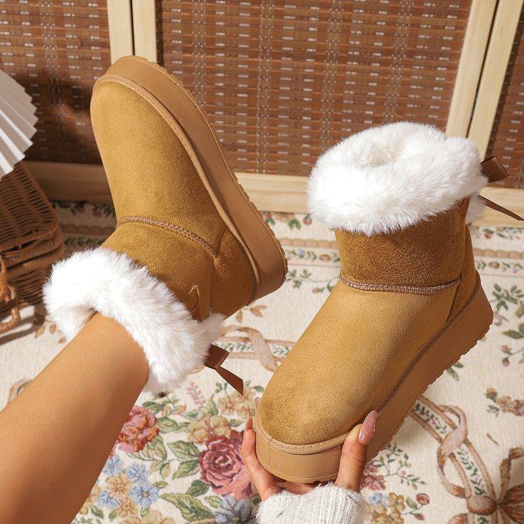 

Women s padded lining soft thick sole heightening outdoor thickened warm lightweight comfortable stirrups ground cotton shoes snow boots 36 коричневий