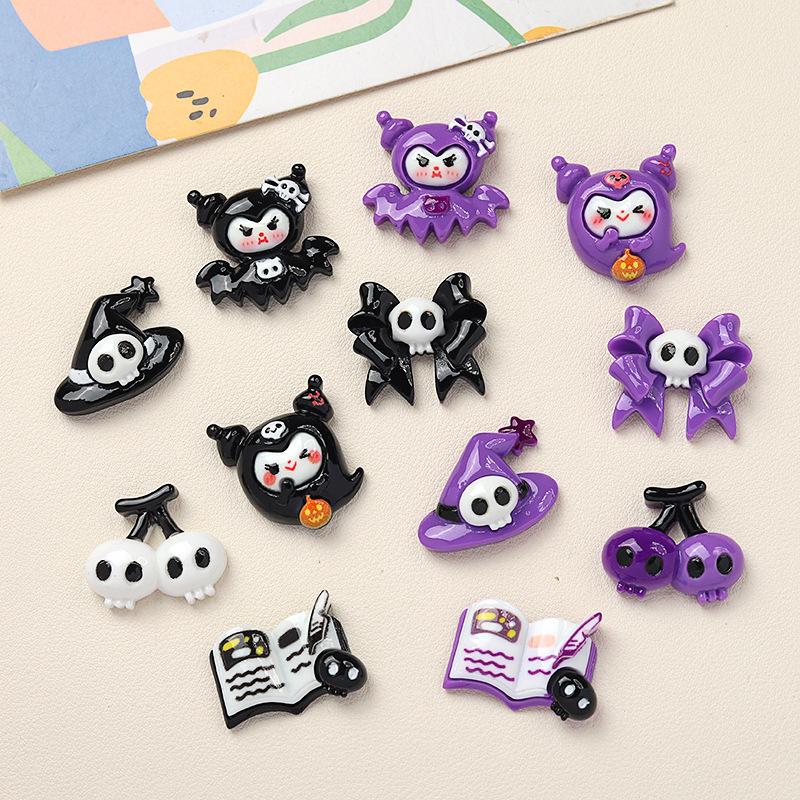 10 Pcs New Cartoon Halloween Book Bat Animal Series Resin Scrapbook Diy Jewelry Party Children Gift Hairpin Accessories A8