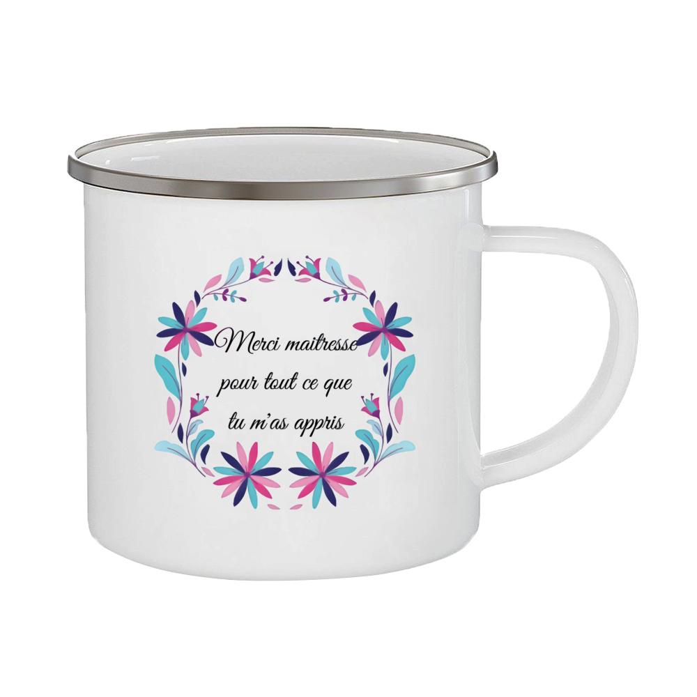 Merci Maîtresse Printed Mugs Coffee Cups Drinks Water Milk Cup Enamel Mug Gifts Idea for Teacher End of School Year Gift
