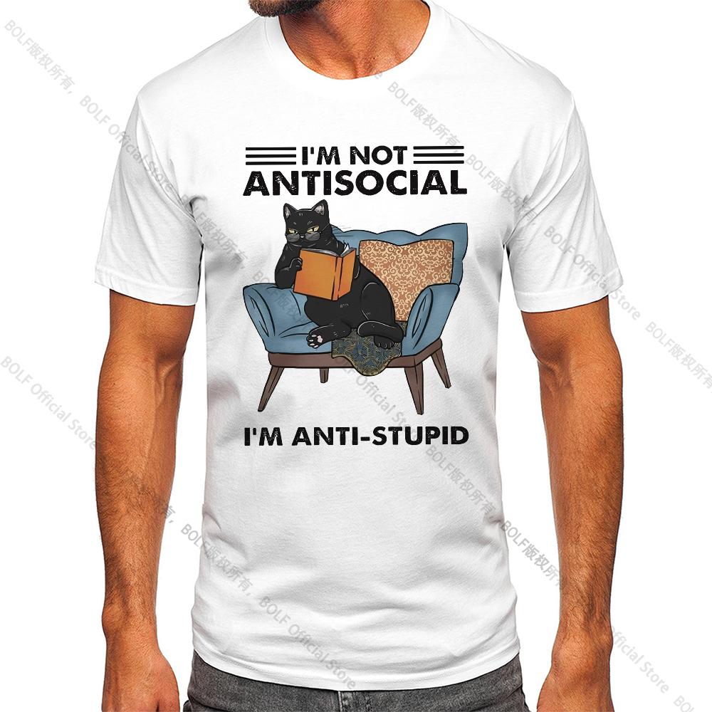 I Am Not Anti Social Printed Men's Vintage T-Shirt 100% Cotton Oversized Funny Graphic Tees for Men Summer Tops