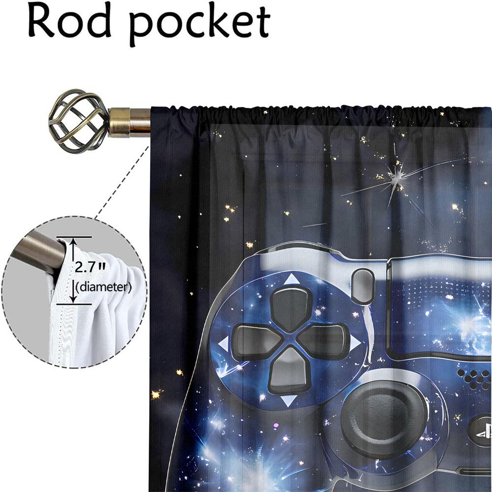 2 Stück Galaxy-Themenvorhänge Gamecontroller Sternenmuster Kinderzimmer Arbeitszimmer Sonnenschutz Gaming-Stil Dekor Vorhänge