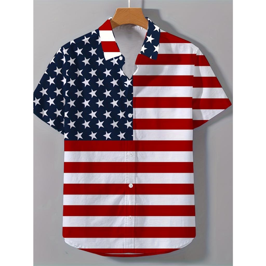 Spring And Summer Men's Beach Short Sleeve Shirt Loose Casual Lapel Button Down Shirt Fashion