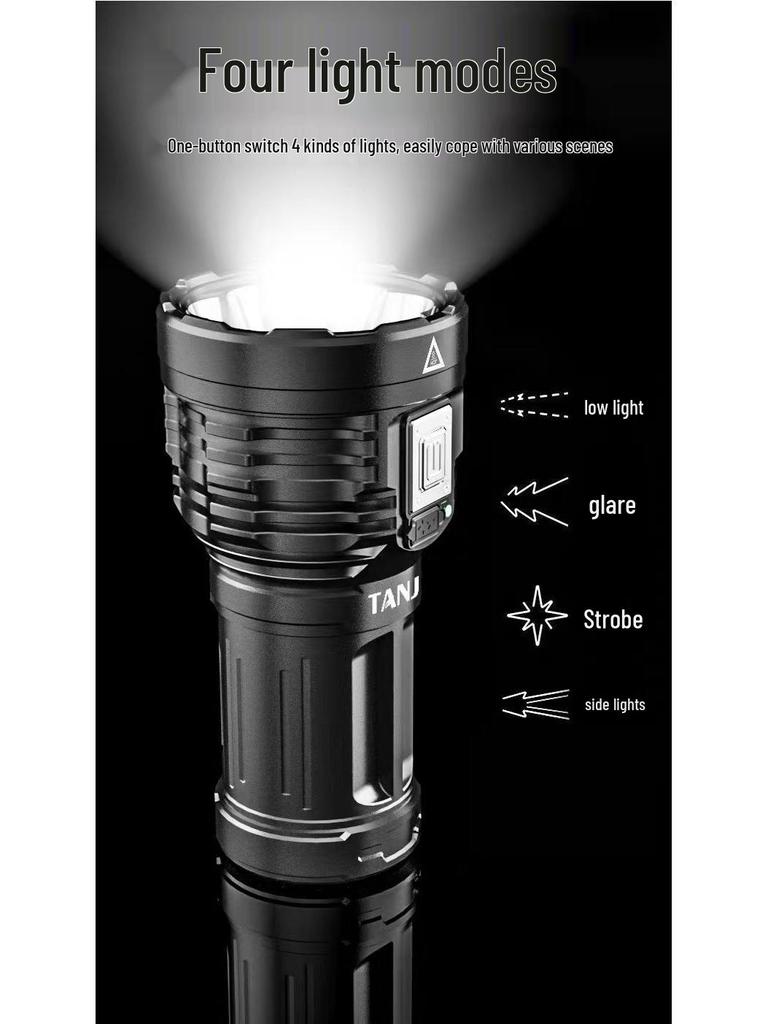 Ultra-Bright Rechargeable Outdoor Flashlight, Eight-Core, Multifunctional, Long-Range.