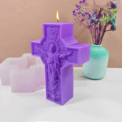 DIY Cross Jesus Statue Silicone Candle Molds Catholic Apostle Portrait Gypsum Concrete Resin Casting Tool Religious Decoration