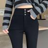 Women's Slim High-Waist Elastic Black Leggings - Perfect for Spring and Autumn 2025