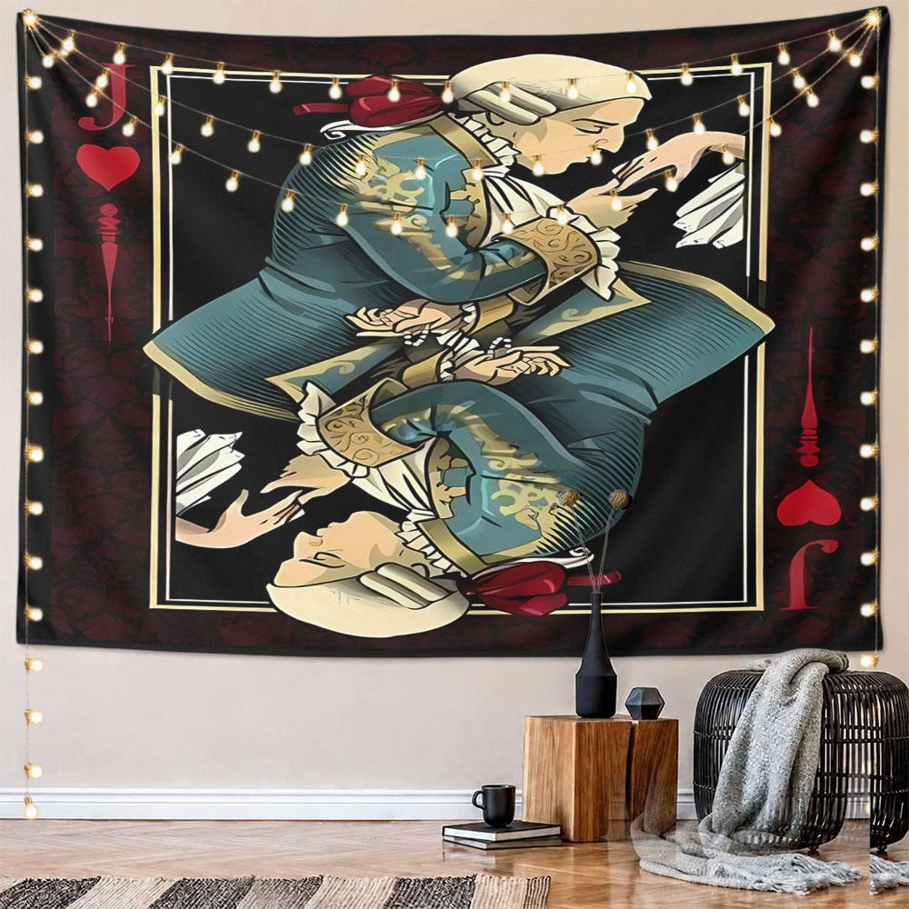 "Elegant Jack of Hearts Design" Pattern Wall Hanging Tapestry Decorative Tapestry Home Decor for Bedroom and Living Room