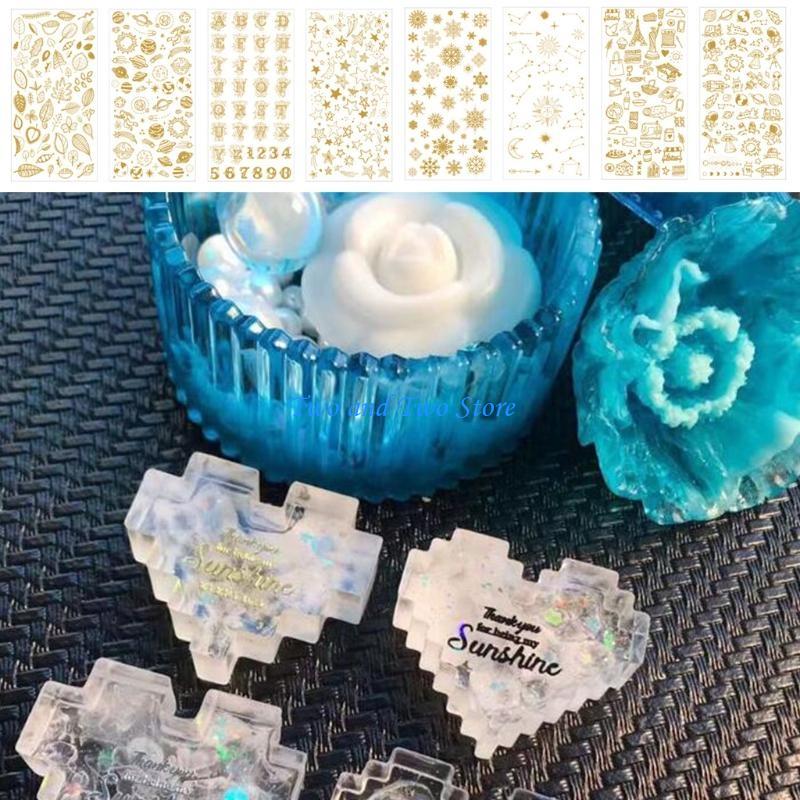 HX6F 8 Sheets UV Epoxy Resin Filling Material Stickers Resin Mold Decorative Lables DIY Crafts Jewelry Making Filler