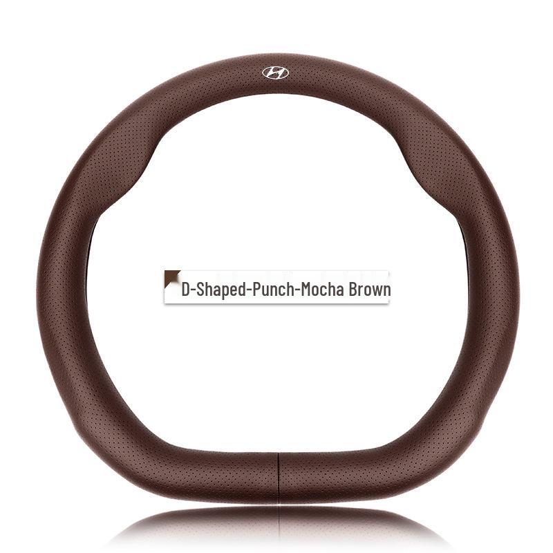 Premium Genuine Leather Steering Wheel Cover for Modern Cars: Mistra, Tucson, Santa Fe, Reina, IX35, IX25, Elantra, Langdong